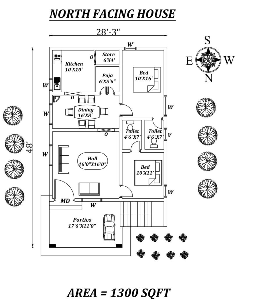 28X48 NORTH FACING HOUSE PLAN