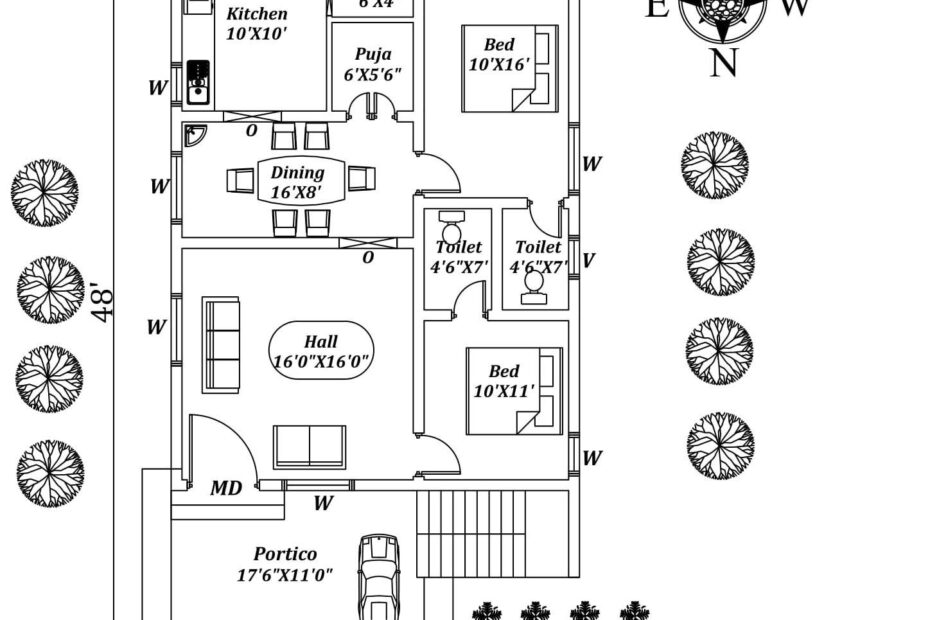 28X48 NORTH FACING HOUSE PLAN