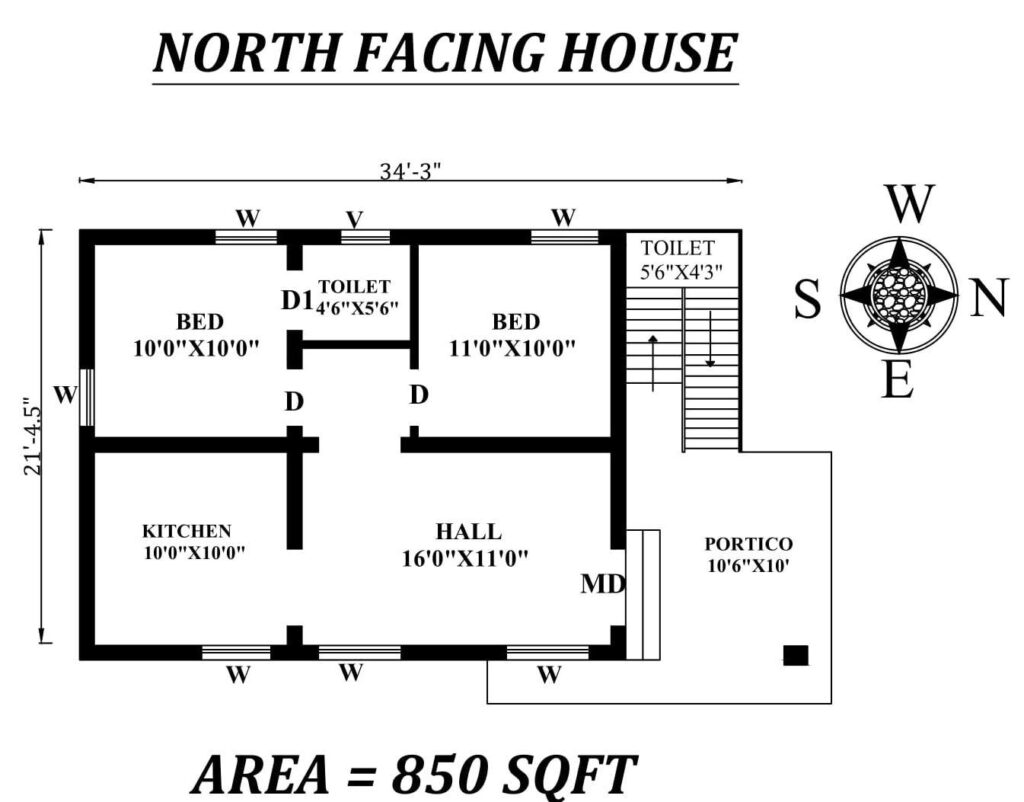 34X21 NORTH FACING HOUSE PLAN