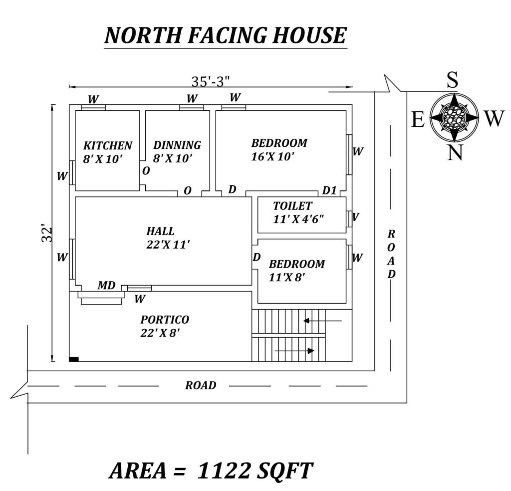 35X22 NORTH FACING HOUSE PLAN